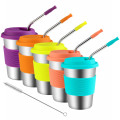 Stainless Steel Coffee Mug with Straw Silicone Holder