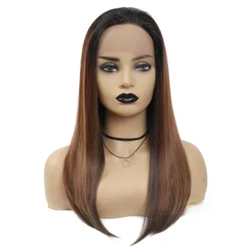 Straight Brown Ombre Synthetic Lace Front Wigs Heat Resistant Hair Long 26 inch