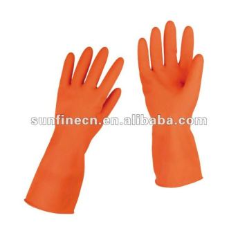 Spray flock lined latex household gloves kitchen glove