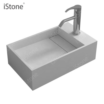 IStone Solid Surface Small Rectangular Wall Hung Sink WD3816