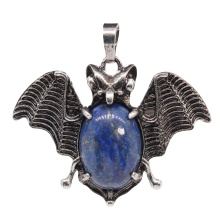 Lapis Lazuli 13X18mm Cabs Antique Silver Alloy Antique Silver Alloy Bat Pendant for DIY Making Jewelry