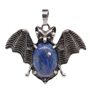 Lapis Lazuli 13X18mm Cabs Antique Silver Alloy Antique Silver Alloy Bat Pendant for DIY Making Jewelry