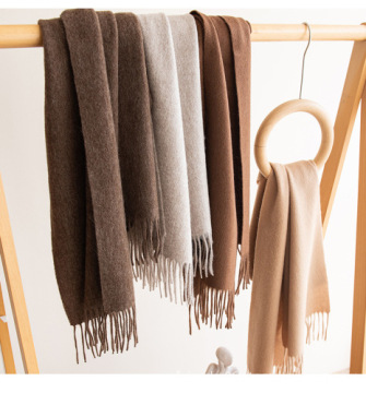 Winter Solid Color Cashmere Scarf with Tassel