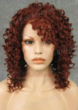 Fire Red Bounce Curl Rihanna Synthetic Lace Front Wig