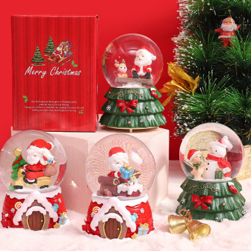 Scatola musicale personalizzabile a sfera di cristallo con palloncino acqua e design in vetro per decorazioni natalizie