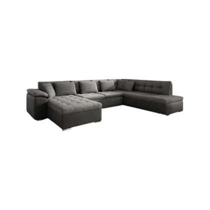 Modern Black Fabric U-Shape Sofa with Storage for Living Room Furniture