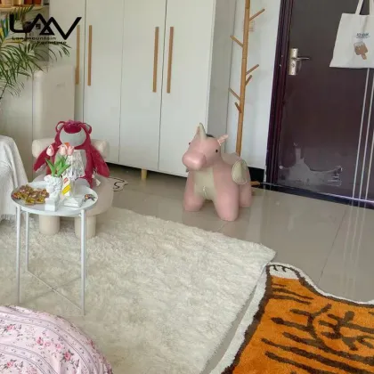 Hot Sales Fashionable Pink Kid Unicorn Horse Stool Ottoman for Living Room & Kids Furniture