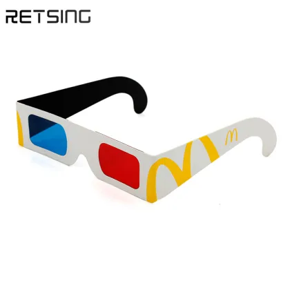 Custom Printed 3D Paper Glasses - Red Cyan, Disposable Cardboard Cinema Style