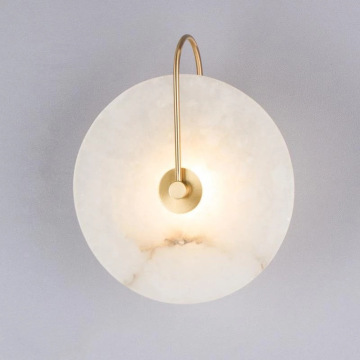 Modern Gold Round Alabaster Wall Lamp Sconce for Hotel and Home Decor
