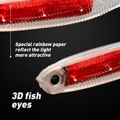 JOHNCOO Soft Lure 8cm 2.1g Rainbow Fish Foil Sequin Fishing Lures