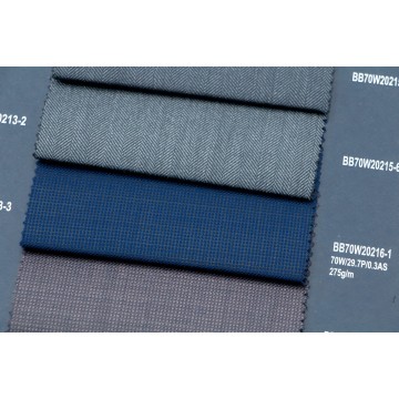 Blue Basketweave Machine Washable Wool Fabric