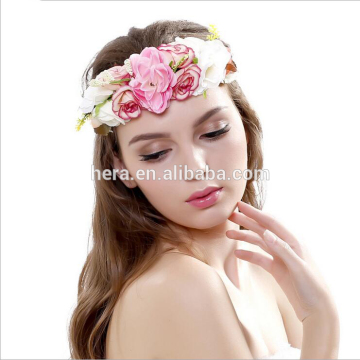 Bride Headband Wedding Rose Flower Wreath headband Party Floral garlands flower crown Hair Accessories 103F