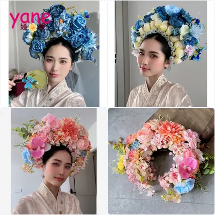 Champagne Blue Clasp Flower Headband Photo Flower Crown