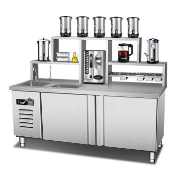 Special Tea Shop Equipment: Water Bar Counter, Milk Tea Shop Workbench, Stainless Steel Cabinet & Freezer