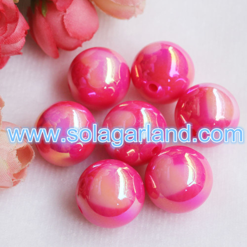 Круглые пластиковые массивные бусины 20 мм AB Bubblegum Heart Beads