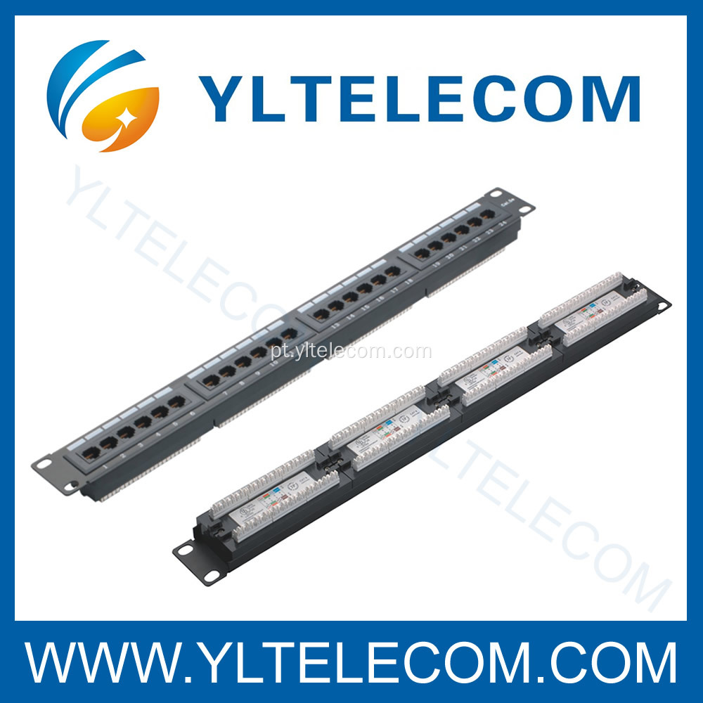 1U 19 polegadas 24port(4*6) tipo Patch Panel Cat. 5E e Cat. 6