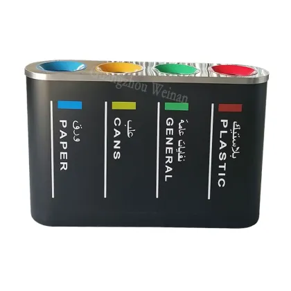China Brand 160L Stainless Steel and Iron Airport Garbage Can for Sale