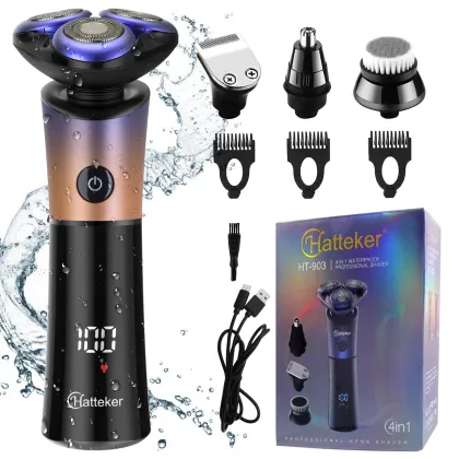 Hatteker HT-903 Beard Trimmer: Waterproof Electric Razor for Facial and Body Grooming