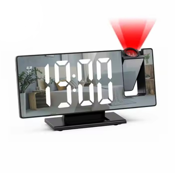Custom Mirrored Dual Analog LED Display Alarm Clock with Radio