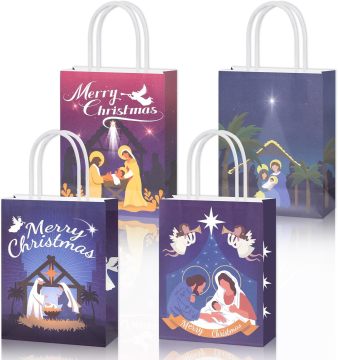 Weihnachtskrippe Geschenktüten - Religiöse Papiertüten für Weihnachtspartydekorationen