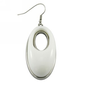 Steel Earrings Glue with Stone