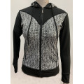 Ladies knit hoodie with animal print activewear jacket