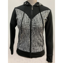 Ladies knit hoodie with animal print activewear jacket