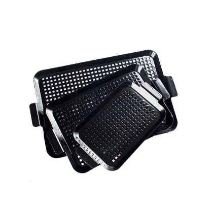 Outdoor camping cooking Barbecue Topper Seafood Grill pan Enamel bbq grill black non stick grill topper