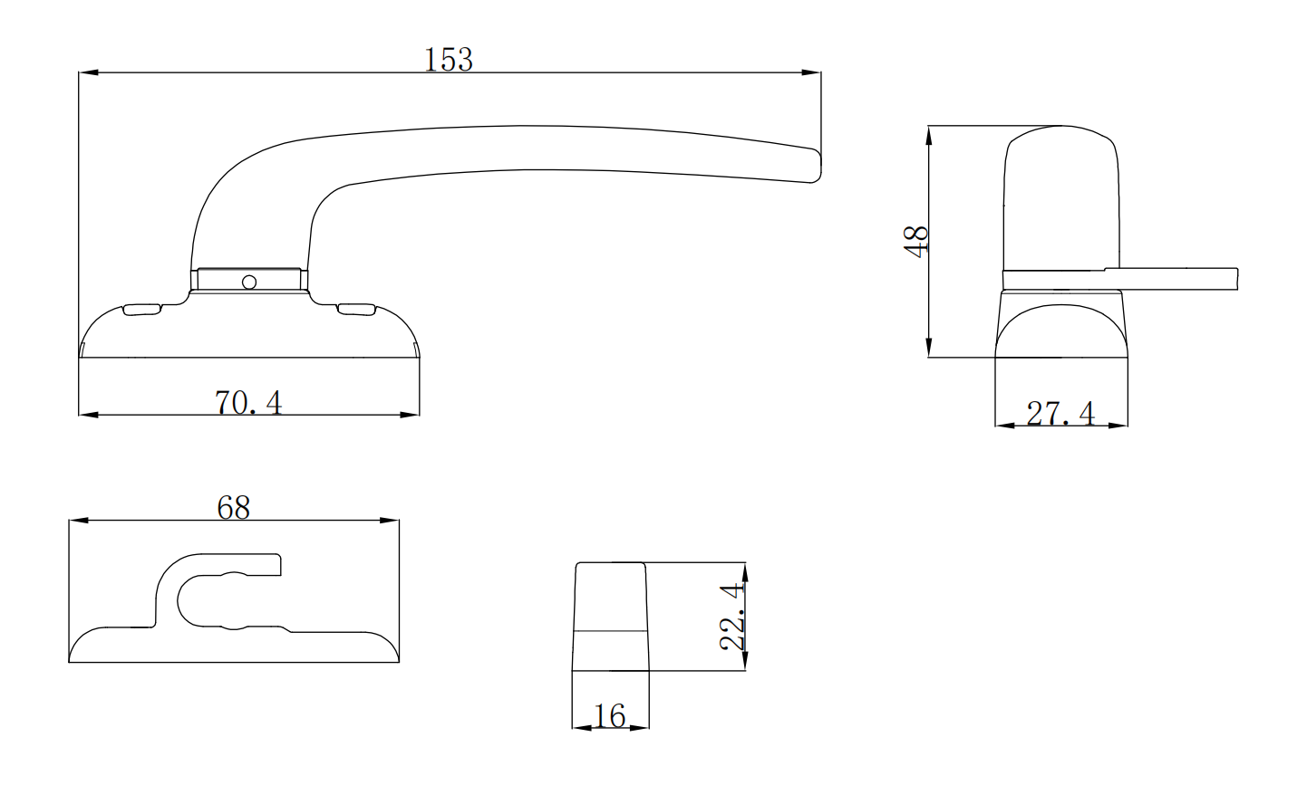 casement window handle with roller keeper installed on aluminum window