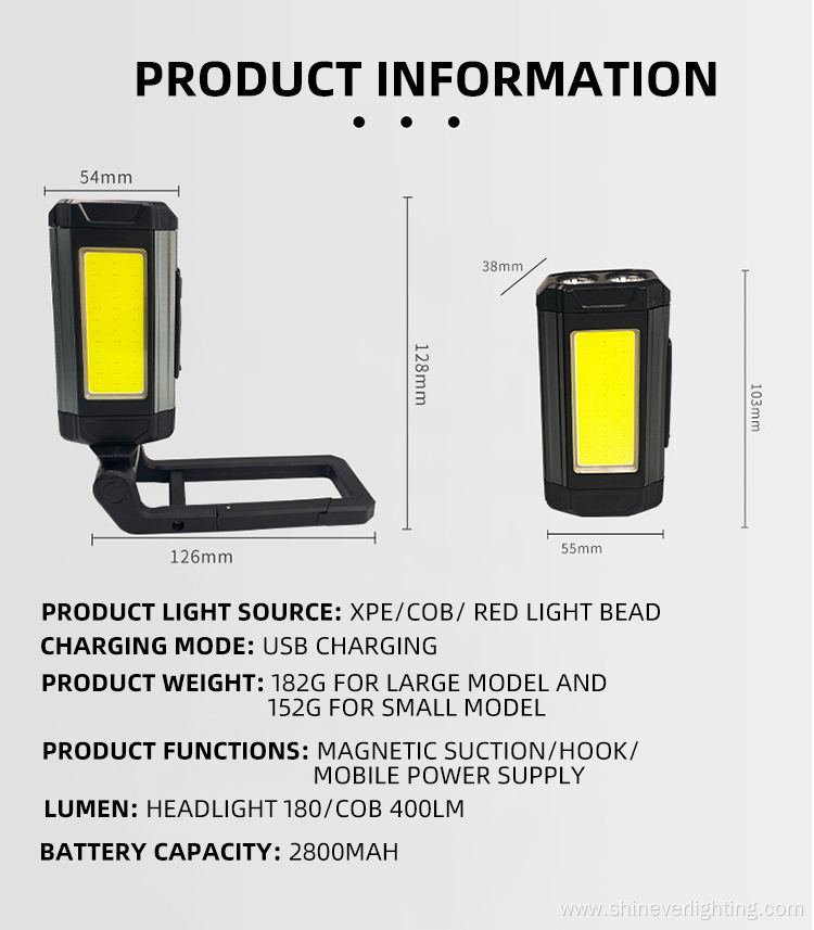 Rechargeable Folding Hanging portable COB LED Working Light