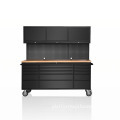 HTC7218 Work Trolley Workbench Stainless Steel Mobile Tool Chest 15 Drawers + 3 Cabinet