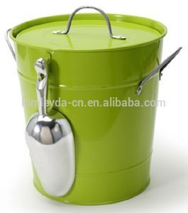 Galvanized Steel Ice Bucket with Removable Inner and Ice Scoop