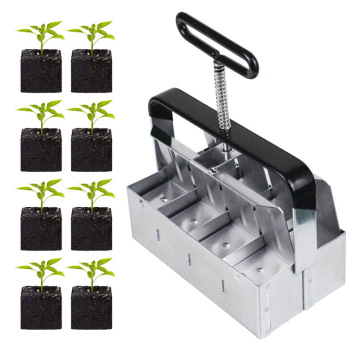 Double Row 1 In 8 Out Soil Blocker Manual Clod Maker with Automatic Seed Addition Garden Tool