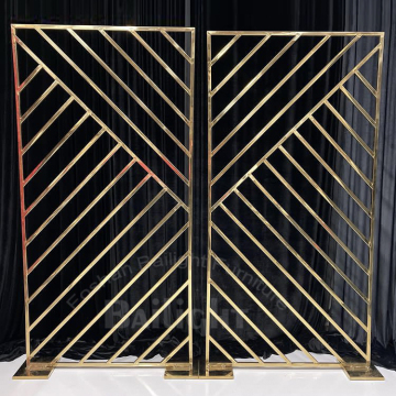 Gold Stainless Steel Wedding Backdrop and Decoration Ideas