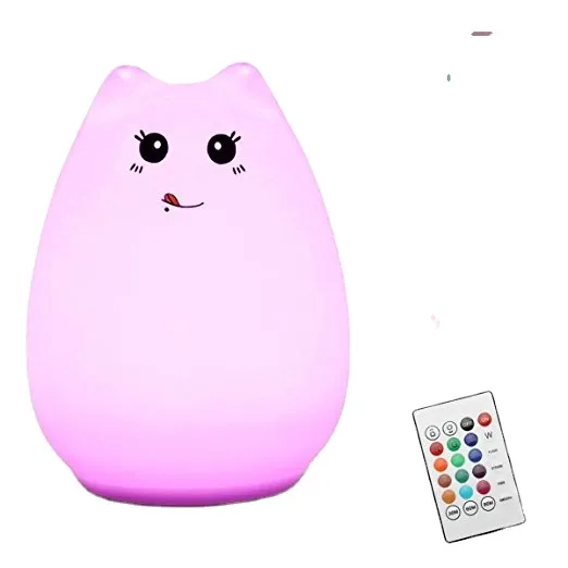 Rechargeable Color-Changing Kitty LED Silicone Night Light