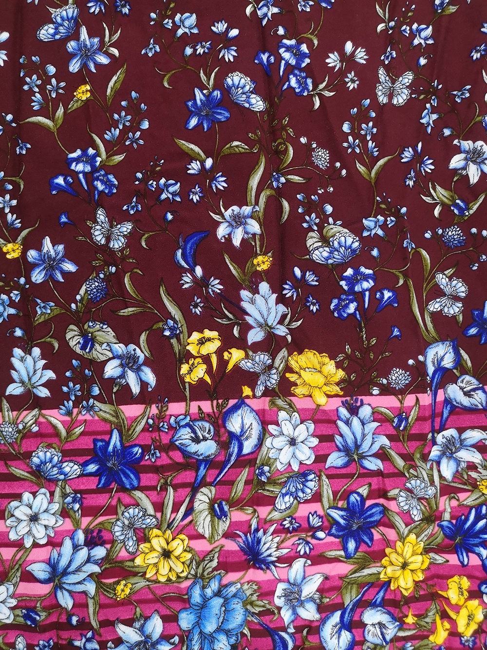 Border Flower Rayon Challis 30S Air-jet Printing Fabric