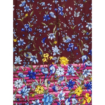 Border Flower Rayon Challis 30S Air-jet Printing Fabric