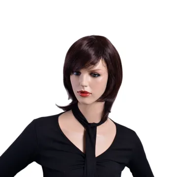 Wholesale heat resistant Natural  straight short hair fibre  cheap synthesis hair wigs for women