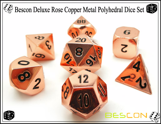 Bescon Deluxe Rose Copper Metal Polyhedral Dice Set-5