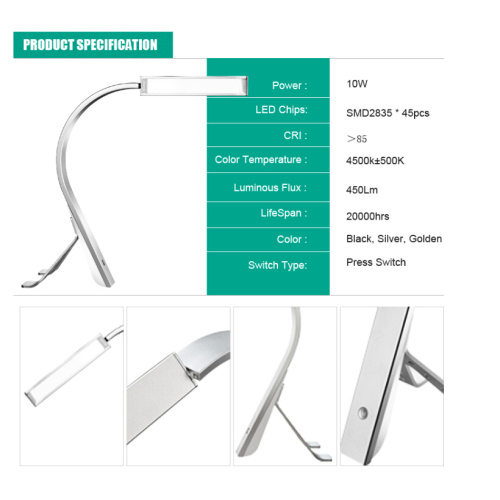 Silver Desk LED Lamp For Decoration In Home