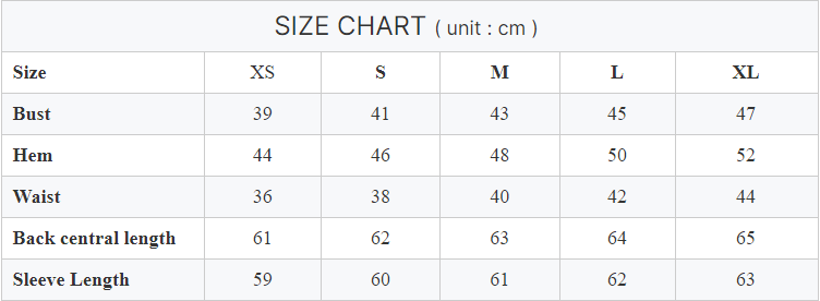 SIZE CHART