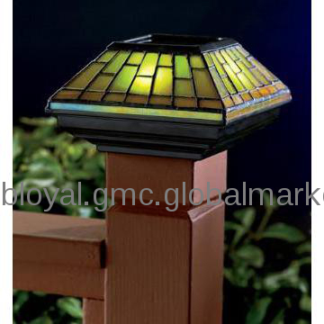 Tiffany solar fence post light with CE & ROHS certificate