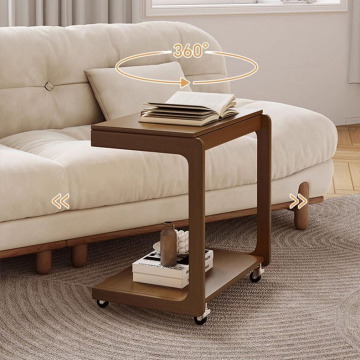 Universal Wheel C-Shaped Mobile Coffee Table for Sofa Side, Bedside, and Computer Desk