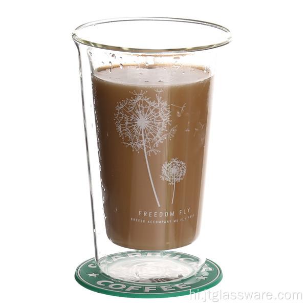 डबल वॉल क्लियर ग्लास कॉफी कप