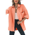 Womens Color Block Button Down Shirts