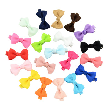 20 Colors Hot Sale Boutique Grosgrain Ribbon Handmade Hair Clips for Girls
