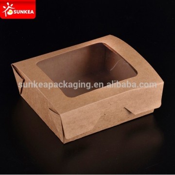 Kraft paper salad packaging box with window