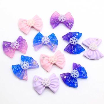 Shiny Glitter Bowknot Shaped Flatback Resin Beads For Girls Garment Accessories Cabochon Bedroom Ornaments