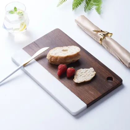 Modern Simple Natural Chicken Wing Wood Splicing Marble Plate