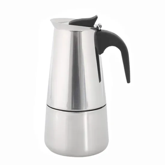 Portable Moka Pot Coffee Maker in Various Sizes: 100ml, 200ml, 300ml, 450ml - Stainless Steel Construction